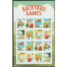 Back Yard Games Sheet of 16 Current Rate Stamps Scott 5627-34