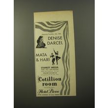 1954 Hotel pierre Advertisement - Denise Darcel and Mata & Hari