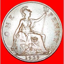 Ⰶ MISTRESS OF SEAS:GREAT BRITAIN★PENNY 1929 GEORGE V (1911-★LOW START★NO RESERVE