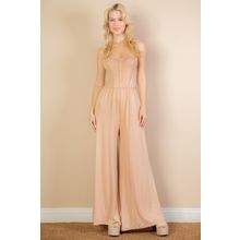 Women's Button Front Wide Leg Jumpsuit