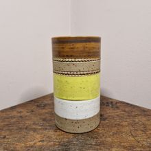 Vintage 1970s Denby Yellow Potters Wheel Vase