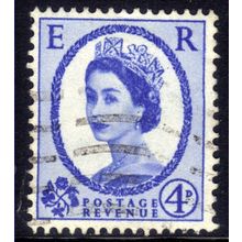 GB 1958 QE2 4d Ultramarine Wilding used SG 576 Wmk 179 ( B960 )