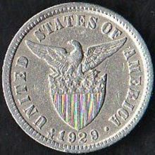 1929 M Philippines 10 Centavos Silver Coin