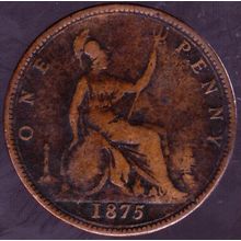1875 Great Britain 1 Penny Coin