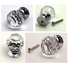Large Rounded Crystal Glass Drawer Pull Clear