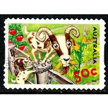 Australia 2005 Animals 50c Used P&S Stamp Down on the Farm Goat ,