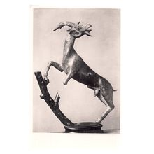 BRONZE GOAT, MUSEUM , FIRENZE, ITALY unused vintage postcard. /