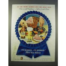 1946 Pabst Blue Ribbon Beer Ad - It's Blended Splendid