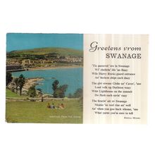 GREETENS VROM SWANAGE, DORSET used vintage postcard by J. Salmon 1966 postmark =
