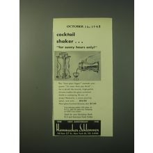 1948 Hammacher Schlemmer Hour-Glass Cocktail Shaker Ad - For Sunny Hours