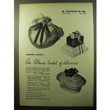 1950 B. Altman & Co. Basket of Delicacies Ad - Smooth sailing