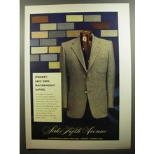 1952 Saks Fifth Avenue Spindrift Suit Ad - SAKS' own featherweight suiting