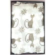Womens Black Cat Scarf Thin Off White 192 cm x 72 cm Comes Boxed Gift Accessory
