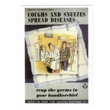 Coughs And Sneezes Spread Diseases, c1942, H M Bateman, Repro Postcard.