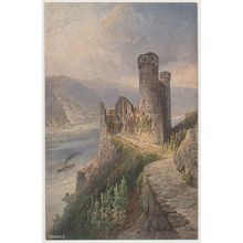 Ehrenfels Castle Ruins Art painting by Nicolai Astudin early 20th C. H&B PC 102