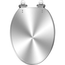 Elongated Toilet Seat Silver Resin Slow Quiet Close with Quick-Release Hinges Ea