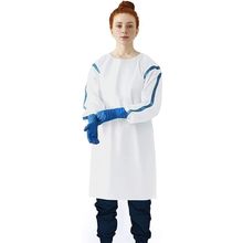 Disposable Isolation Gown, XX-Large. Pack of 5 White PPE Gowns Disposable. 35...