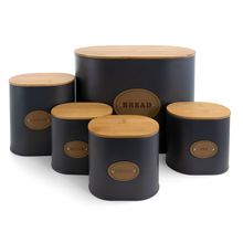 MegaChef Kitchen Food Storage and Organization 5 Piece Canister Set in Grey w...