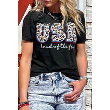 Black Leopard UAS land of the free Graphic T Shirt