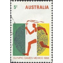 AUSTRALIA, OLYMPICS, Mexico, flame, orange 1968, 5c, #2