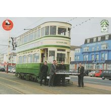 Blackpool Tram Balloon Car Bus No. 147 at Lyndene Hotel Postcard