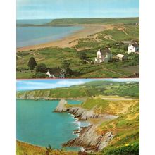 Pobbles Bay Port Enyon Gower Wales 2x 1970s Postcard s