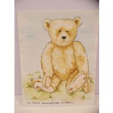 LOIS BECK TEDDY BEAR DRAWING 1988 ORIGINAL WATER COLOR 8X10