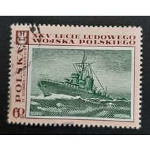 Poland: 1968 - 25th Anniversary of Polish People's Army - 60Gr Ship - CTO Stamp