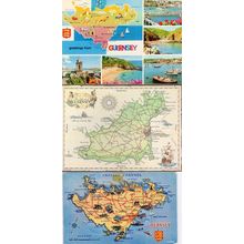 Guernsey Mailing Novelty Antique Folding Map 3x Postcard