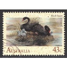 AUSTRALIA 1991: WATERBIRDS - 43c BLACK SWAN USED (G4)