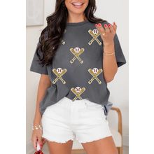 Gray Sequined Game Day Casual Tee