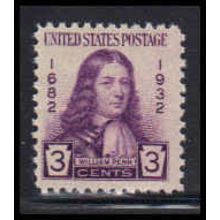 724 3c William Penn Fine MNH O3551