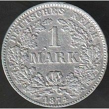 1874 C Germany 1 Mark Silver Coin