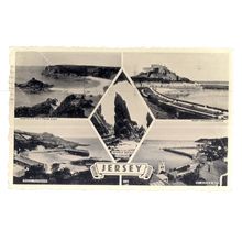 multiview, JERSEY, used vintage postcard 1958 postmark 5 views =