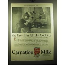 1921 Carnation Milk Ad - She uses it in all her cooking