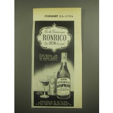 1946 Ronrico Rum Ad - For the Connoisseur Ronrico best rum bar none