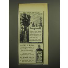1946 Myers's Rum Ad - Incomparable among the giant redwood trees of California