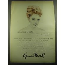 1946 Germaine Monteil Cosmetics Ad - Monteil Musts whatever your beauty type