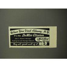 1952 De Witt Clinton Hotel Ad - When you visit Albany, N.Y.