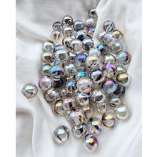 'POLAR' - 25 Beautiful Glass Marbles - Clear with White and Brown Swirls, 14mm