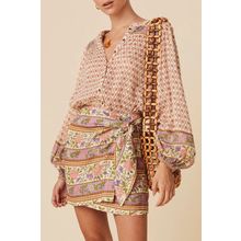 Multicolour Boho Floral Mixed Print Puff Sleeve Shirt