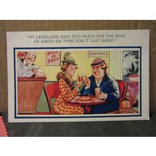 SAUCY SEASIDE POSTCARD unused H.B. Ltd no 7722 humour Landlord rent