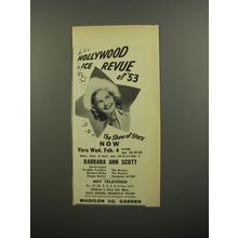 1953 Hollywood Ice Revue of '53 with Barbara Ann Scott Advertisement