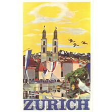 Max Hunziker Plakat Birds Zurich 1957 Switzerland Poster Postcard
