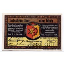1921 Germany Barntrup Notgeld 1 Mark Note (1319)