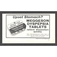 MEGGESON DYSPEPSIA TABLETS :- Original Vintage 1964 Advert ~ POST FREE