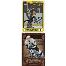 MARIO LEMIEUX & SIDNEY CROSBY ROOKIE AUTO 1990/06 PITTSBURGH PENGUINS HOF CHAMPS