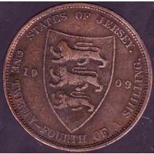 1909 Jersey 1 Twenty-fourth Shilling (1 Half Penny) Coin