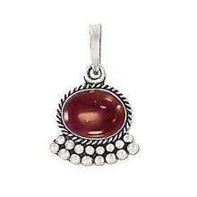 Sterling Silver Hand-Made Genuine Carnelian Bali Pendant