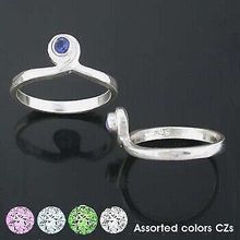 Sterling Silver Colored CZ Cubic Zirconia Swirl Ring